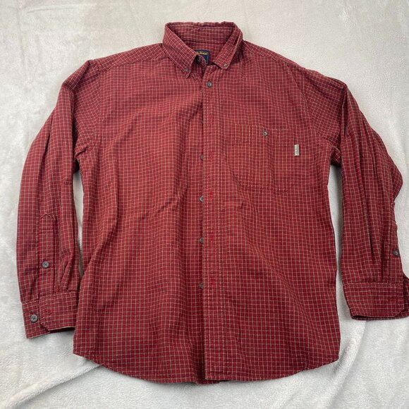 Woolrich Mens Shirt Large Red Rock Plaid Button-Up Long Sleeve 100% Cotton - Picture 9 of 9